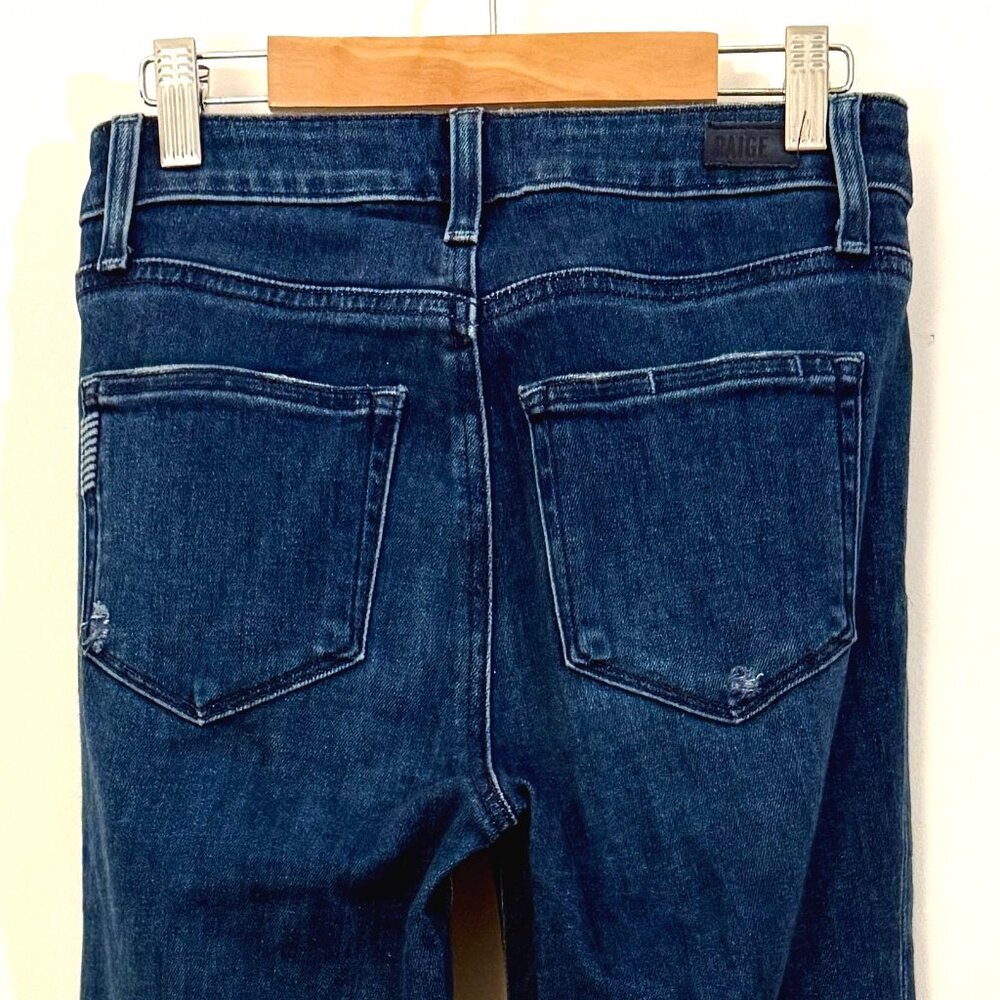 Paige Premium Denim High Rise Laurel Canyon Jeans — Dark Wash Slit Flare (W 24) - Picture 8 of 8